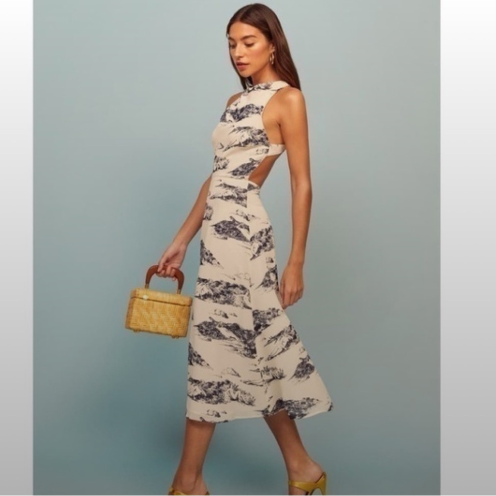 Reformation Navy and Cream Women's Dress, size 0. NWT - Picture 6 of 7